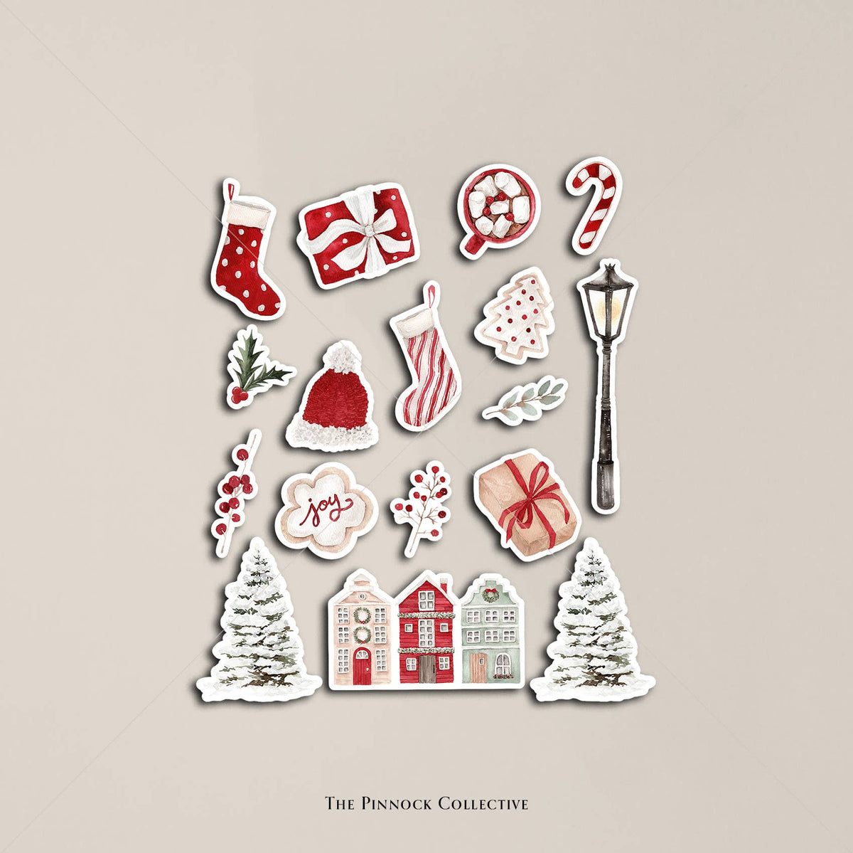 Watercolour Christmas Themed Sticker Sheet
