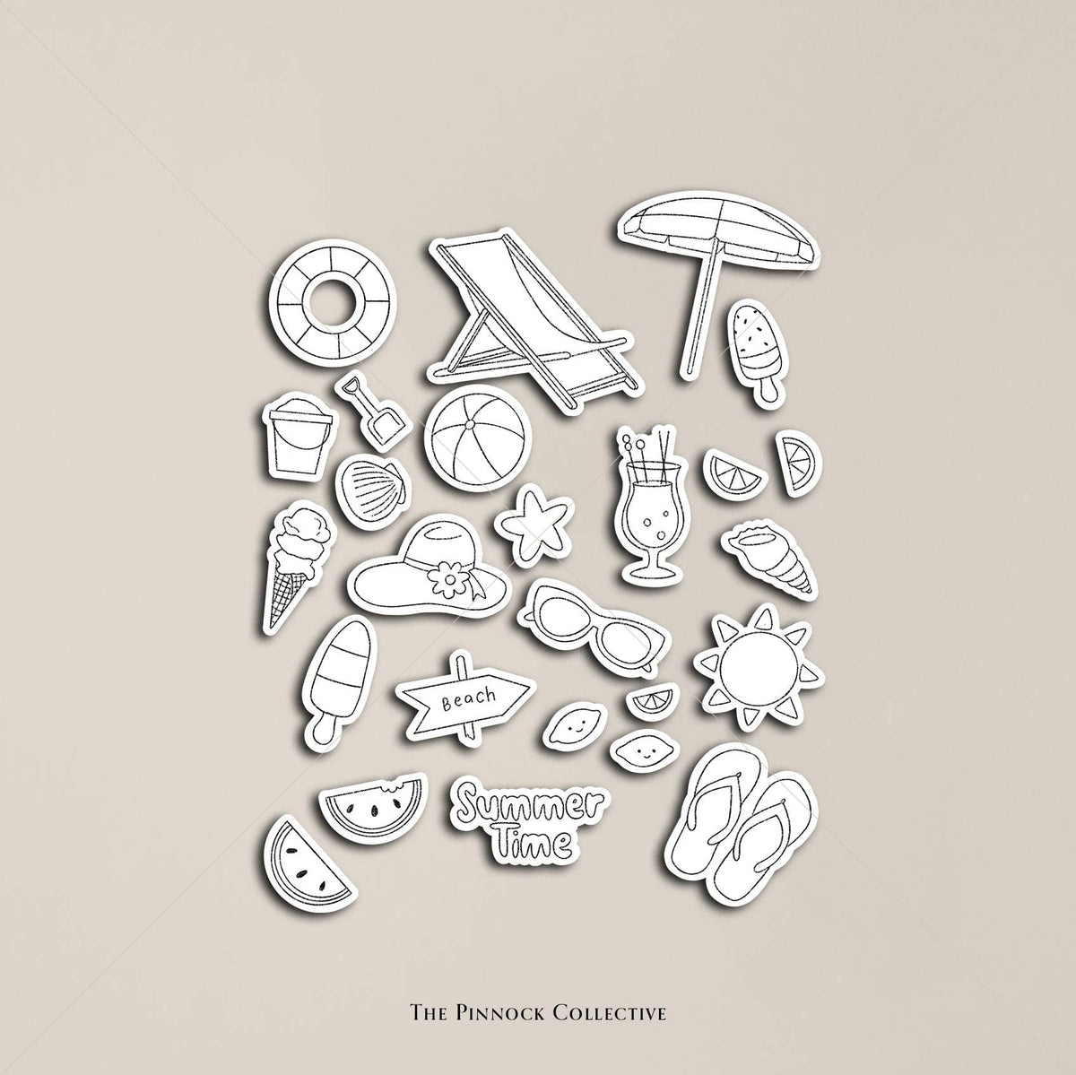 Summer-themed Colouring in Sticker Sheet