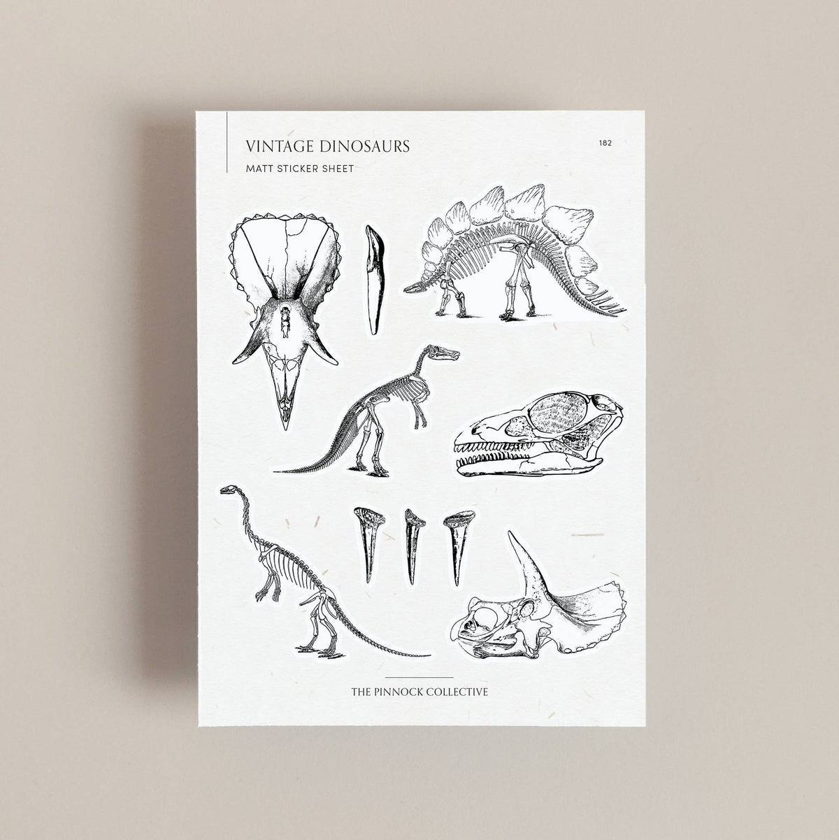 Vintage Dinosaur Illustrations Sticker Sheet