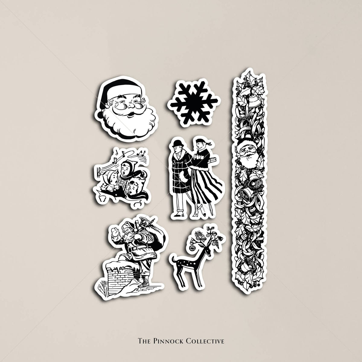 Christmas-themed Vintage Illustrations Sticker Sheet