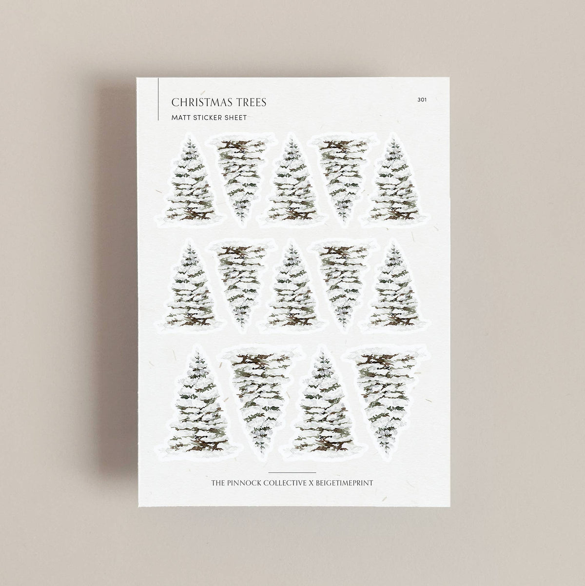 Christmas Trees Watercolour Themed Sticker Sheet