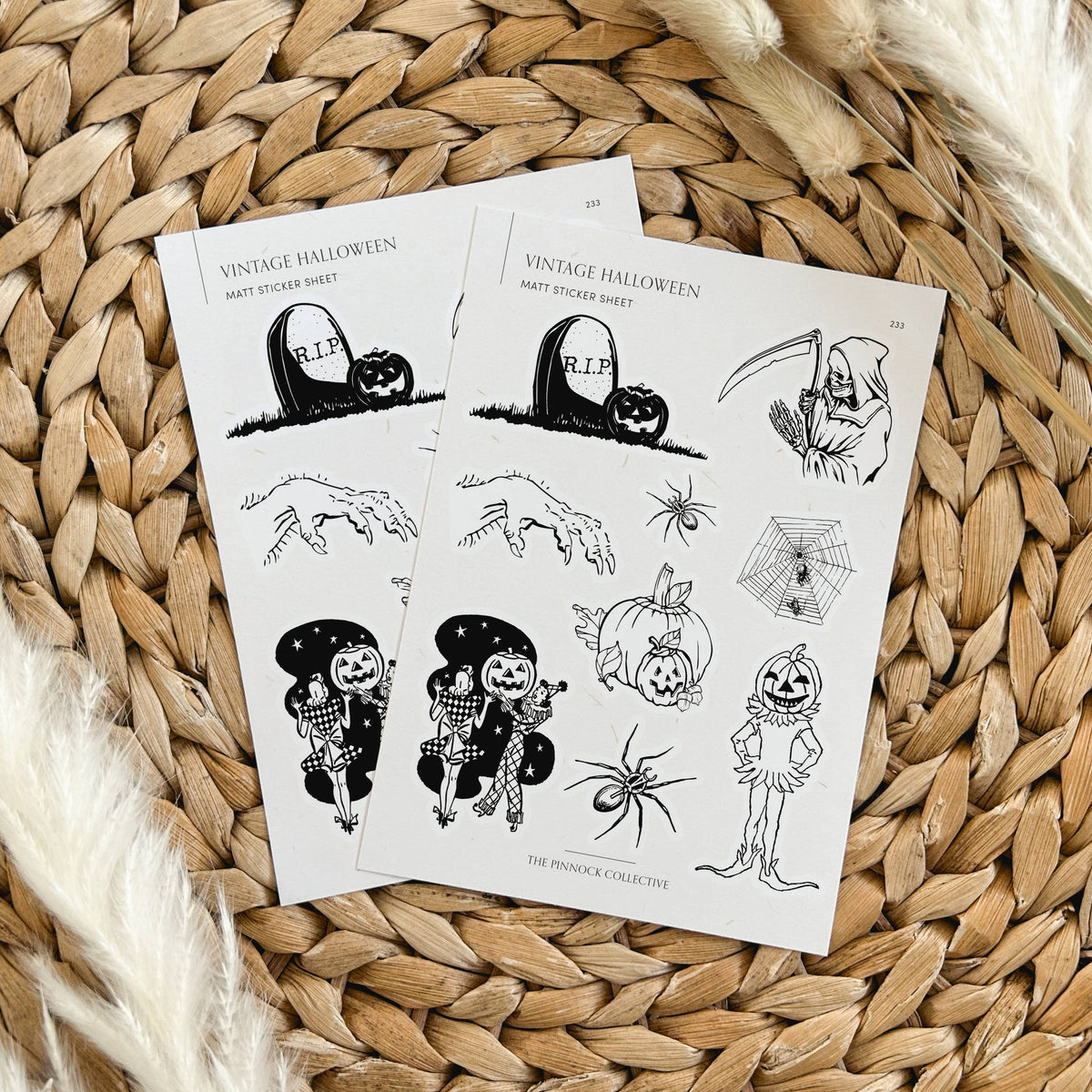Halloween themed Vintage Illustrations Sticker Sheet