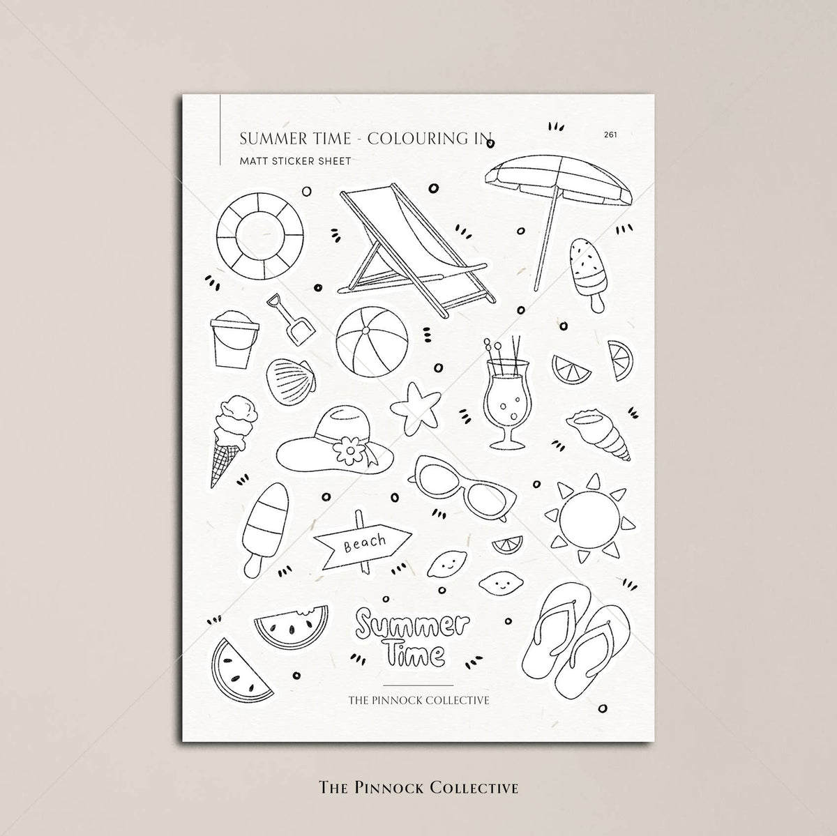 Summer-themed Colouring in Sticker Sheet