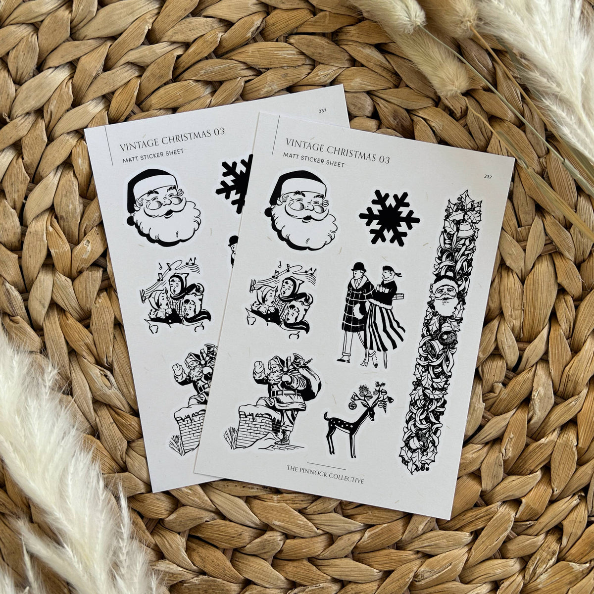 Christmas-themed Vintage Illustrations Sticker Sheet