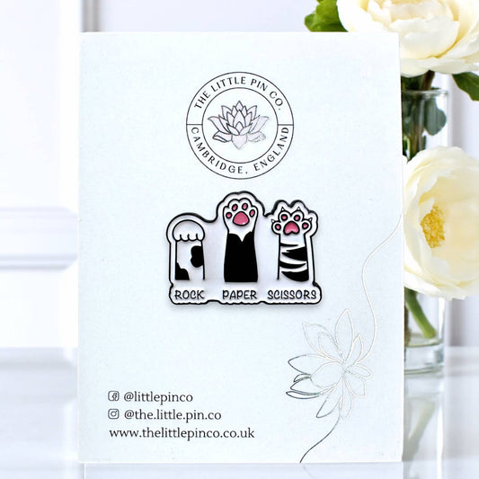 Rock Paper Scissors Cat Paws Enamel Pin