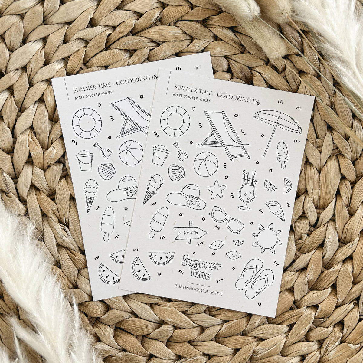 Summer-themed Colouring in Sticker Sheet