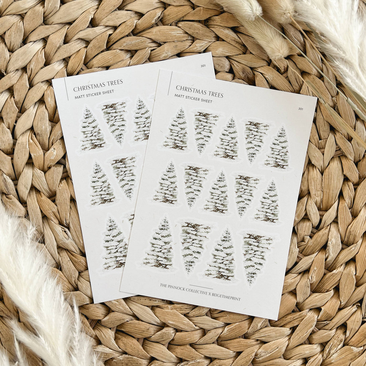 Christmas Trees Watercolour Themed Sticker Sheet