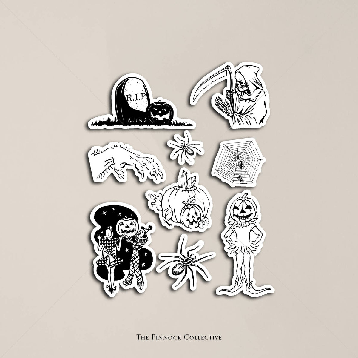 Halloween themed Vintage Illustrations Sticker Sheet