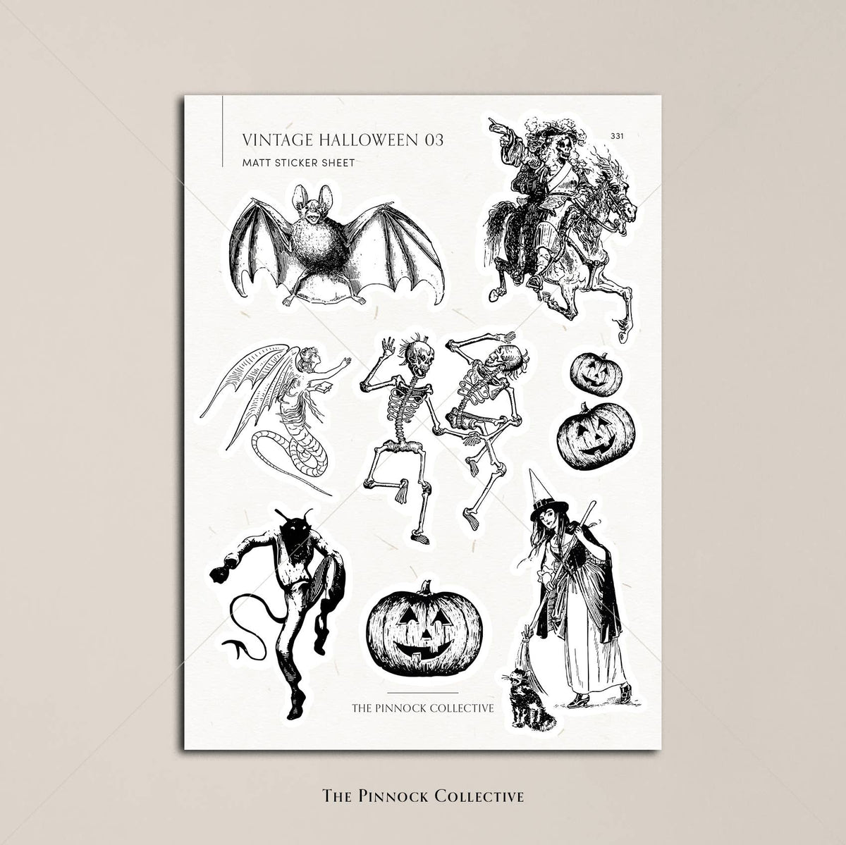 Halloween-themed Vintage Illustrations 03 Sticker Sheet