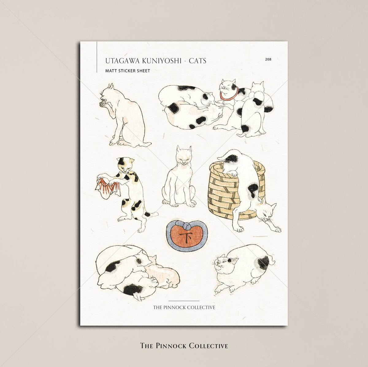 Japanese Cats themed Sticker Sheet
