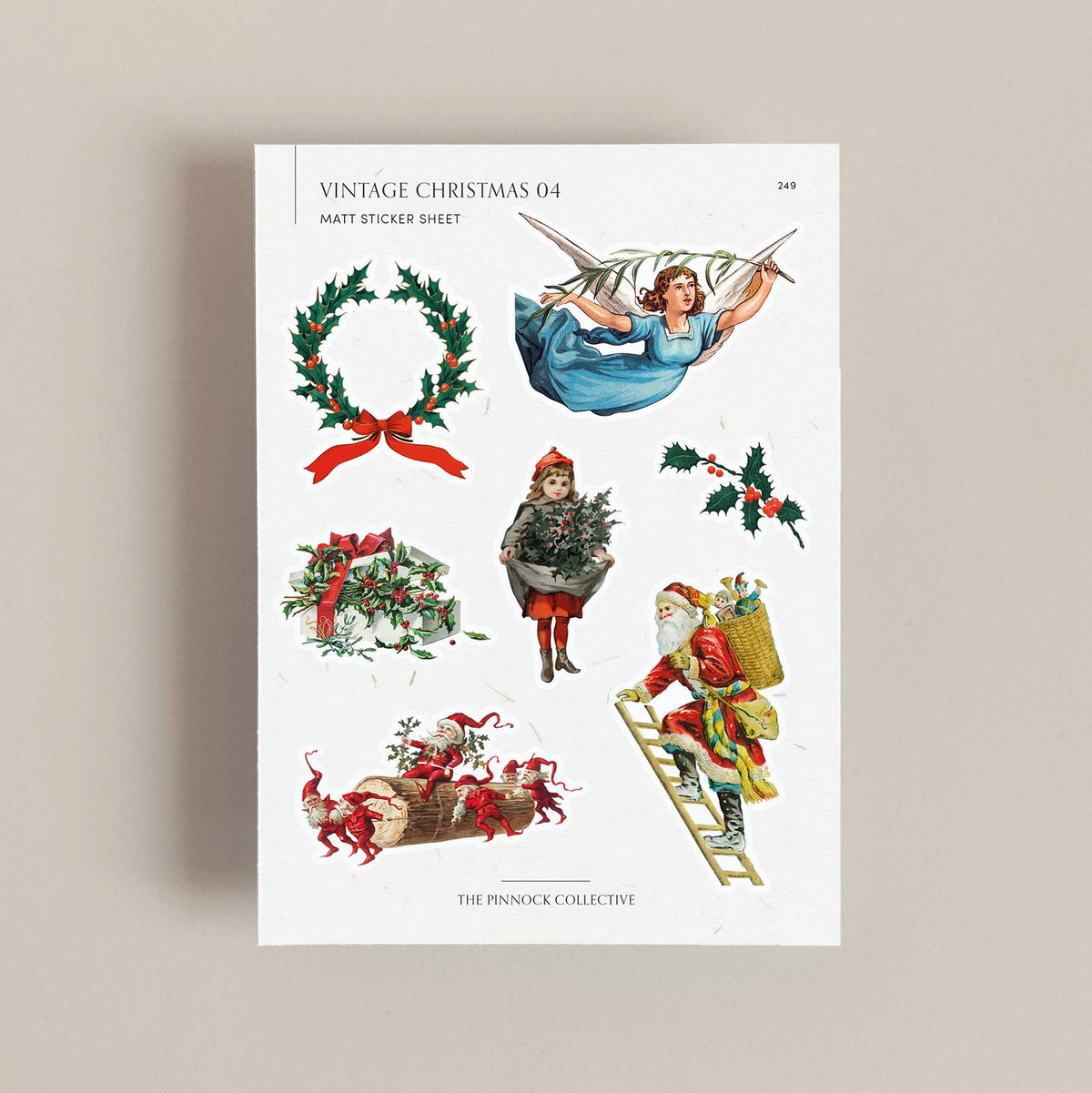 Christmas themed Vintage Illustrations Sticker Sheet