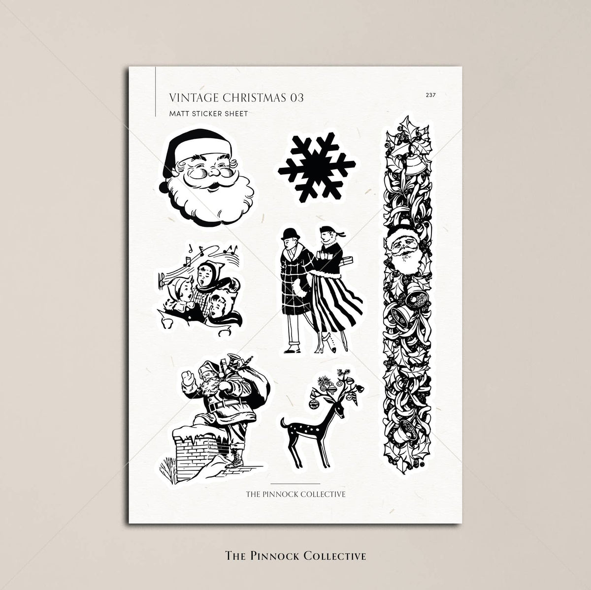Christmas-themed Vintage Illustrations Sticker Sheet