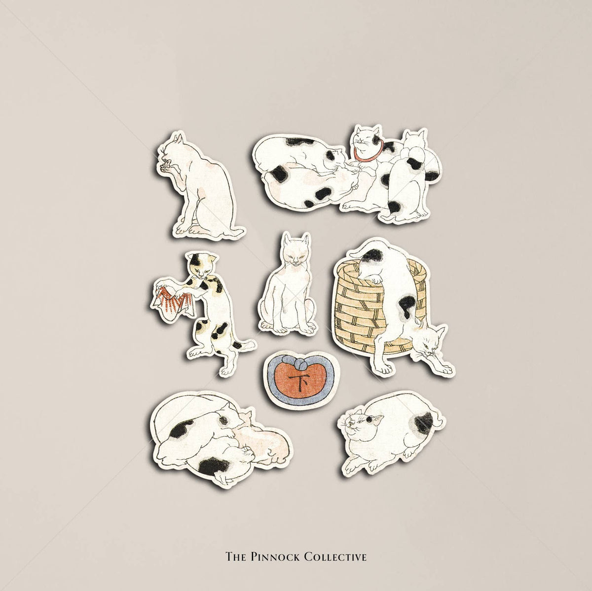 Japanese Cats themed Sticker Sheet