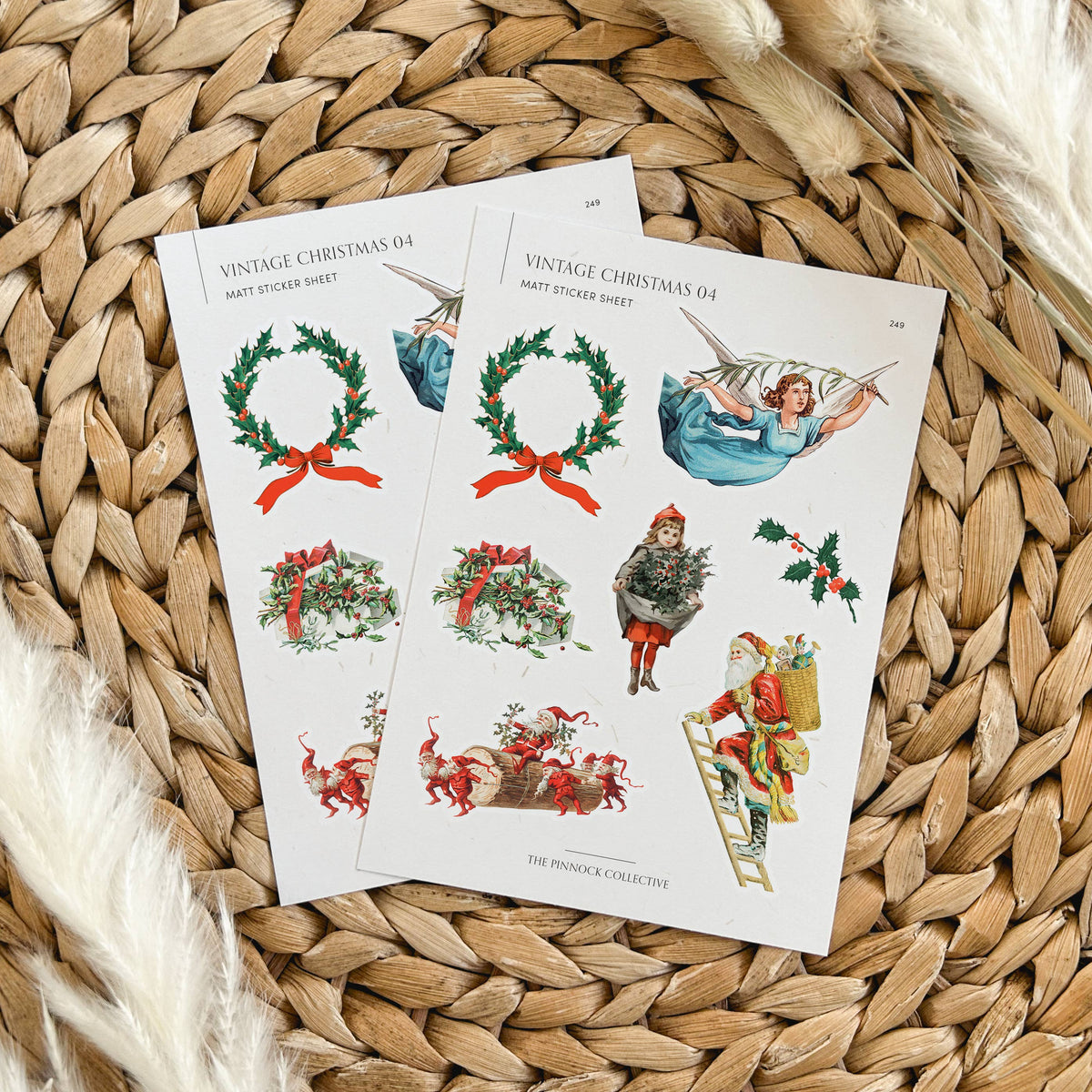 Christmas themed Vintage Illustrations Sticker Sheet