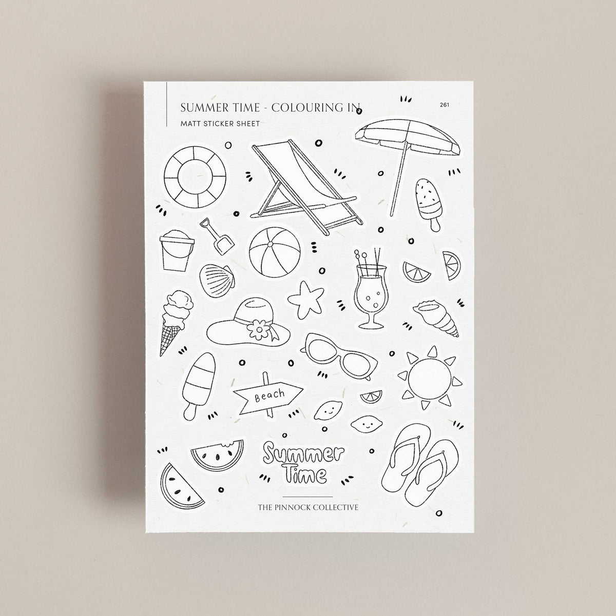 Summer-themed Colouring in Sticker Sheet