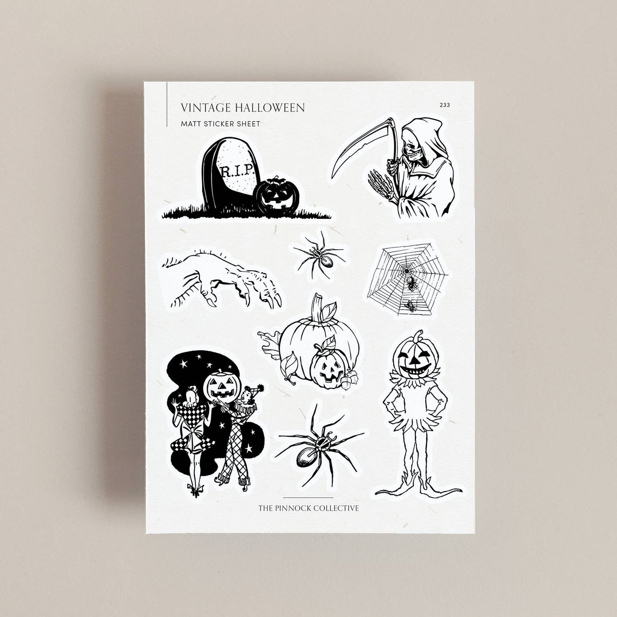 Halloween themed Vintage Illustrations Sticker Sheet