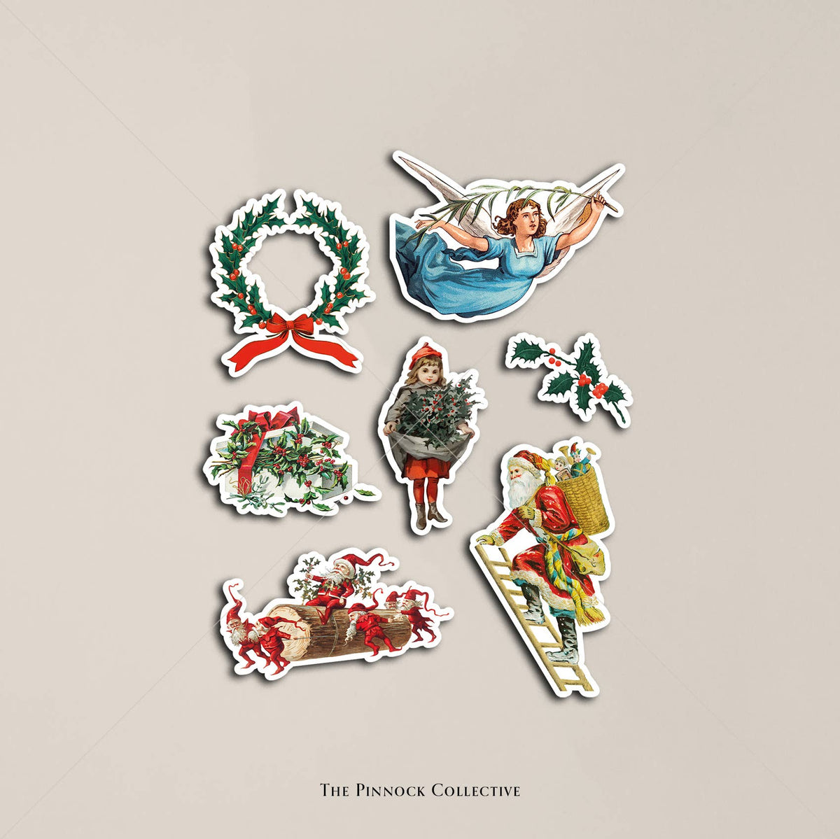 Christmas themed Vintage Illustrations Sticker Sheet