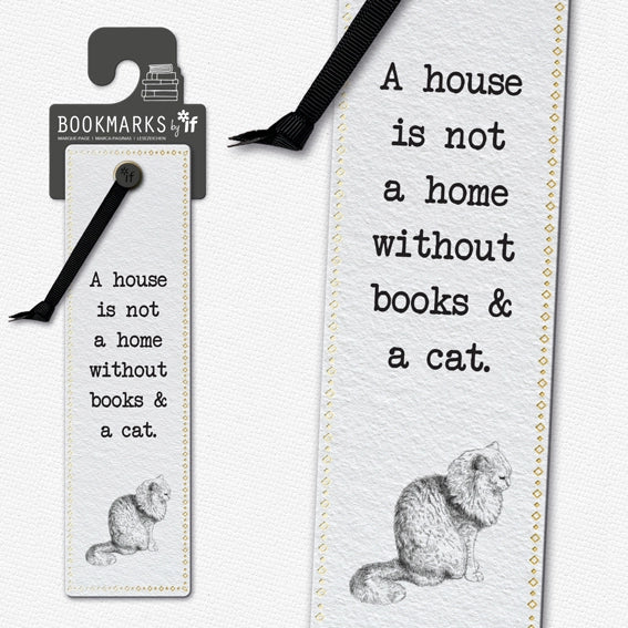 Literary Bookmark - Books & a Cat