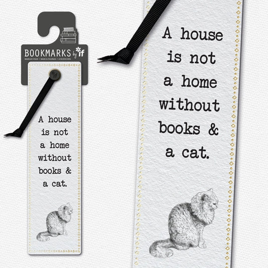 Literary Bookmark - Books & a Cat