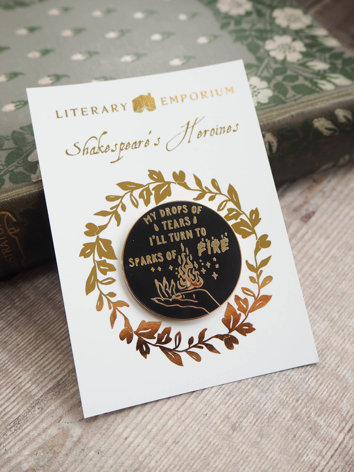 Queen Katharine Enamel Pin Badge - Shakespeare's Heroines