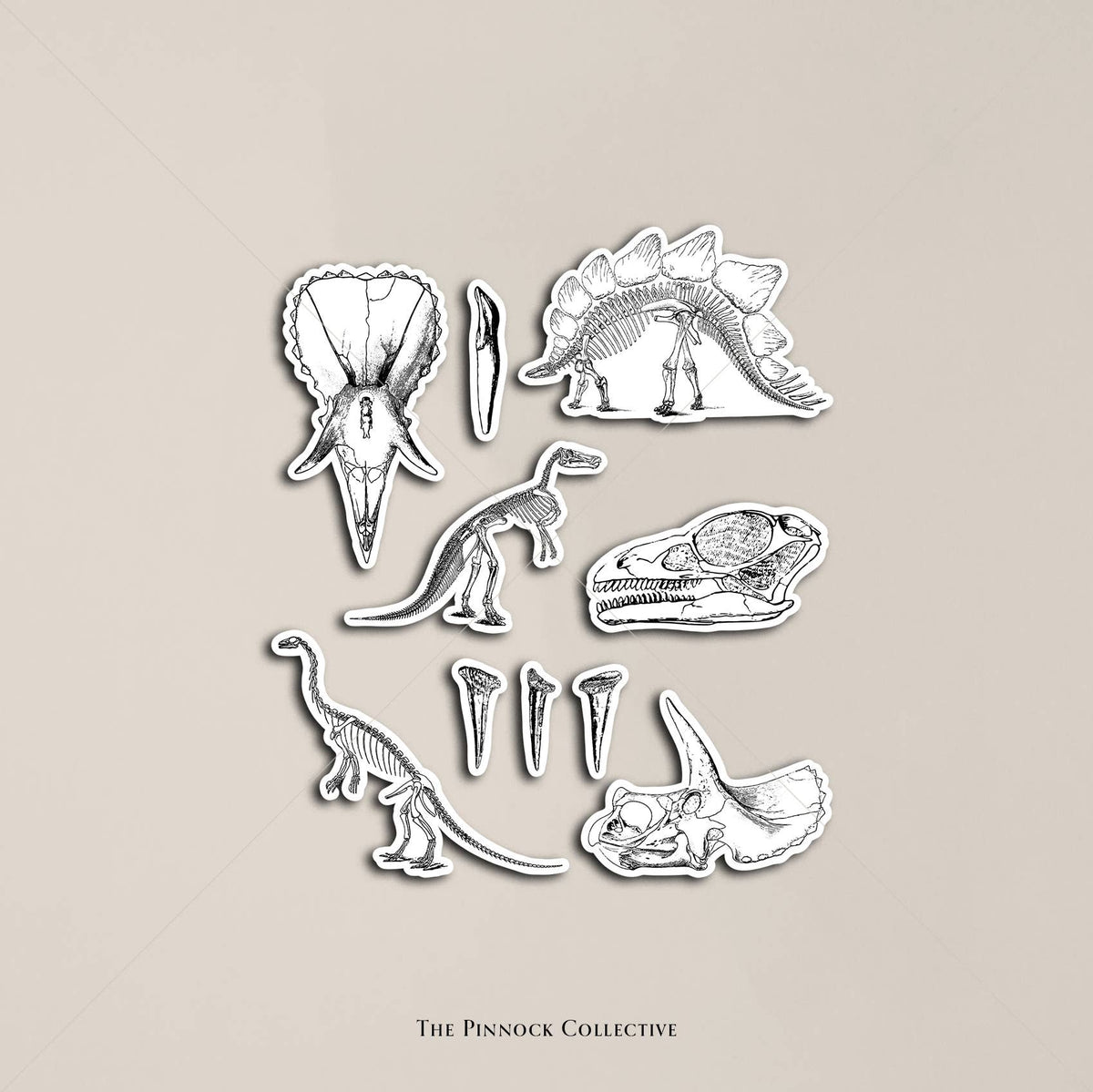 Vintage Dinosaur Illustrations Sticker Sheet