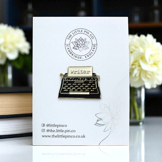 Black Vintage Typewriter Writer's Enamel Lapel Pin