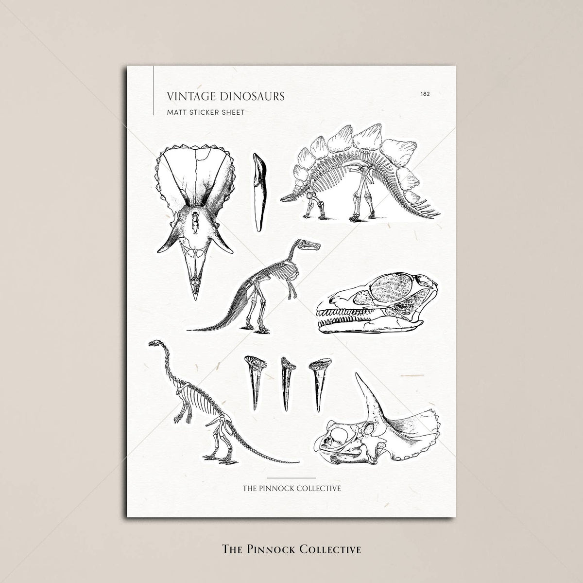 Vintage Dinosaur Illustrations Sticker Sheet