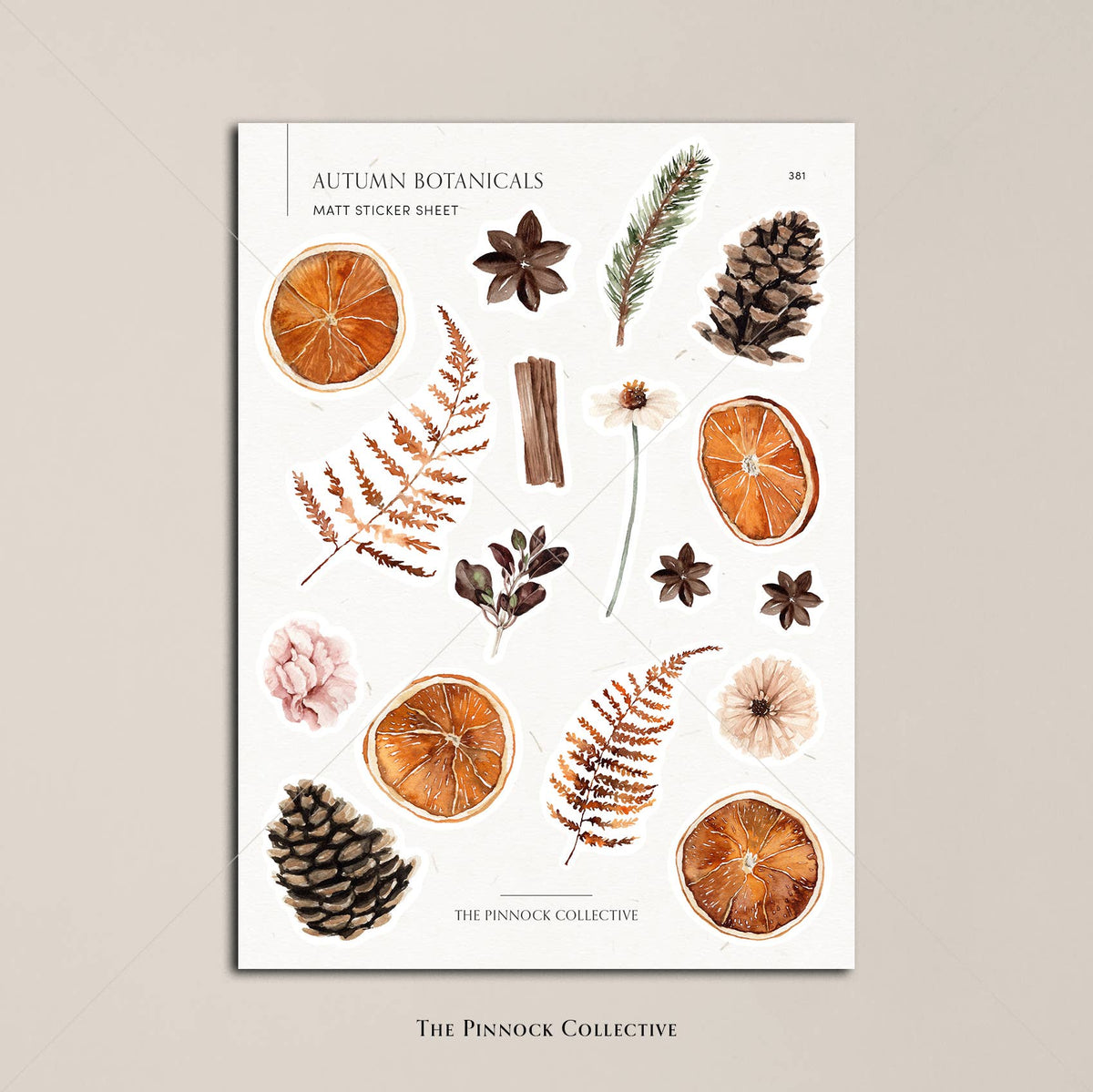 Autumn & Fall Botanical Themed Planner Sticker Sheet