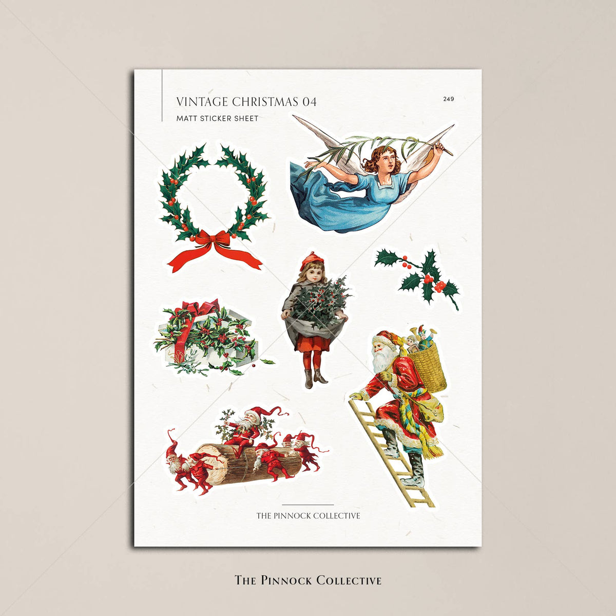 Christmas themed Vintage Illustrations Sticker Sheet