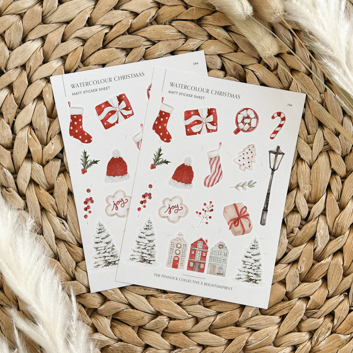 Watercolour Christmas Themed Sticker Sheet