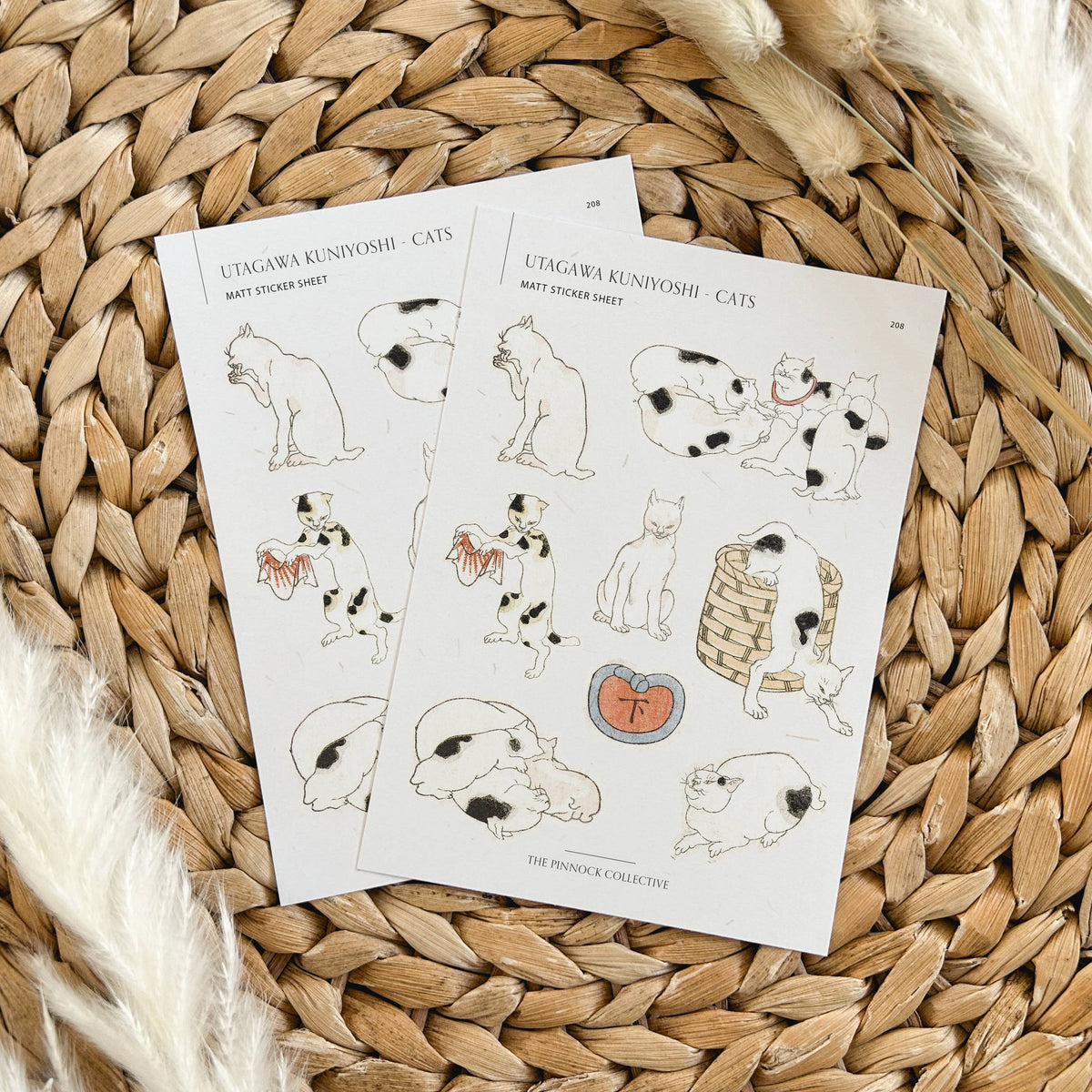 Japanese Cats themed Sticker Sheet
